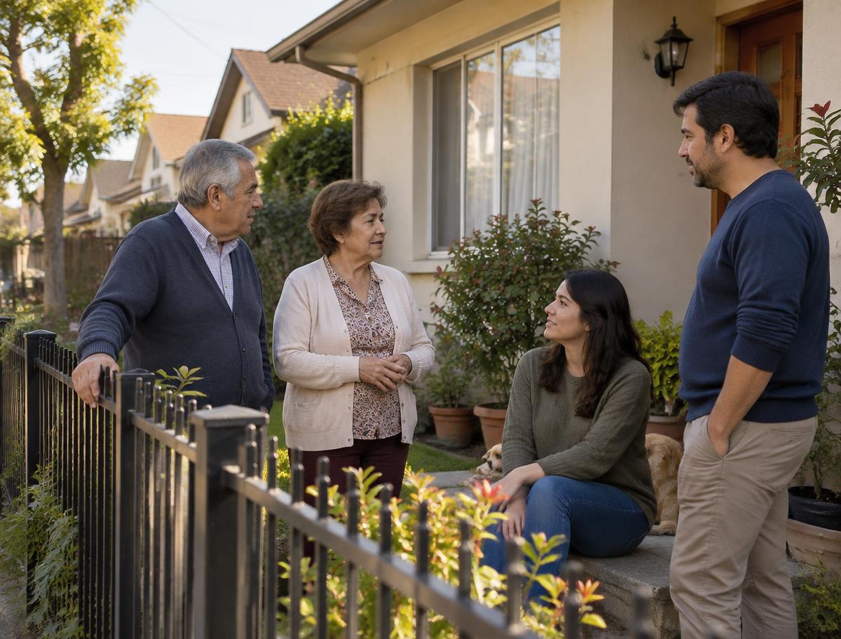 Abuelos compartiendo una tarde en casa con sus nietos